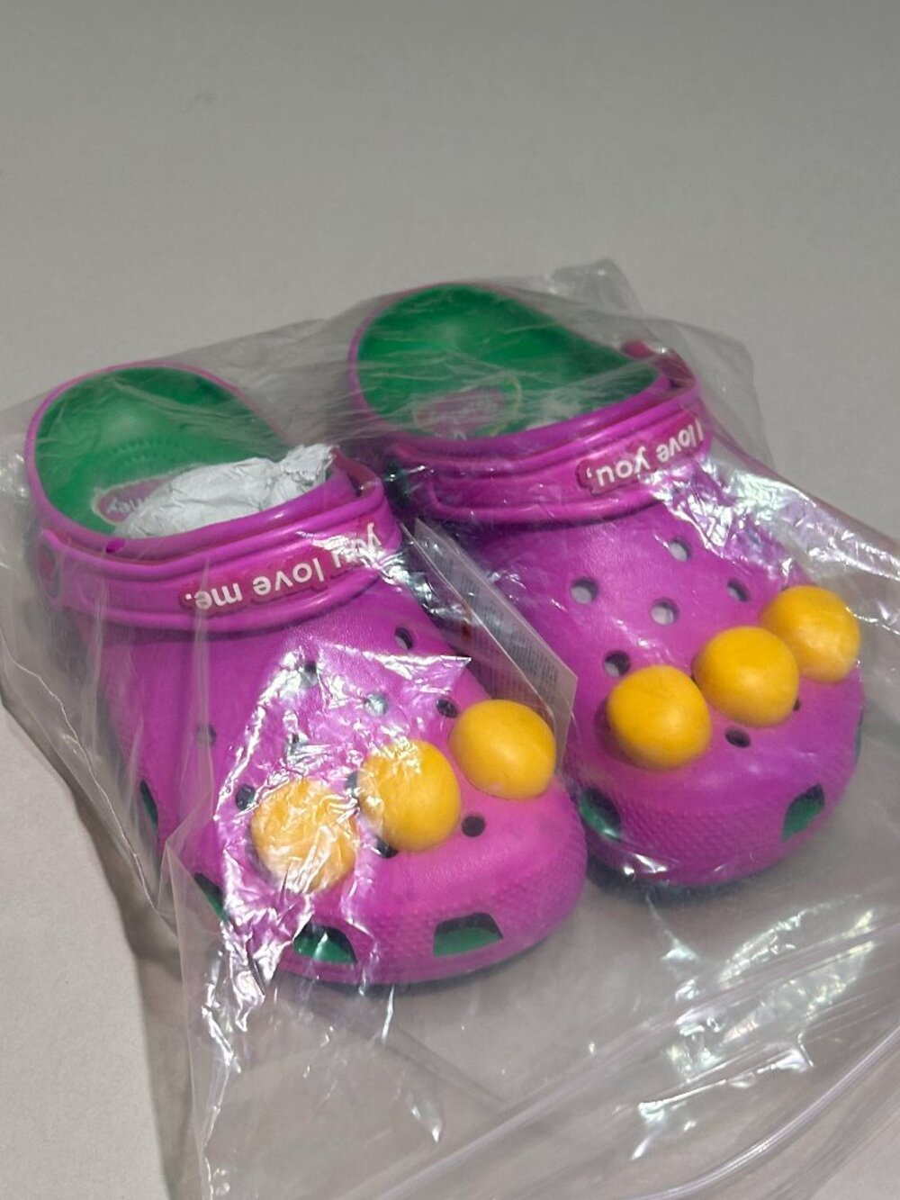 Crocs x Barney Classic Clog in Purple & Green — size J4
